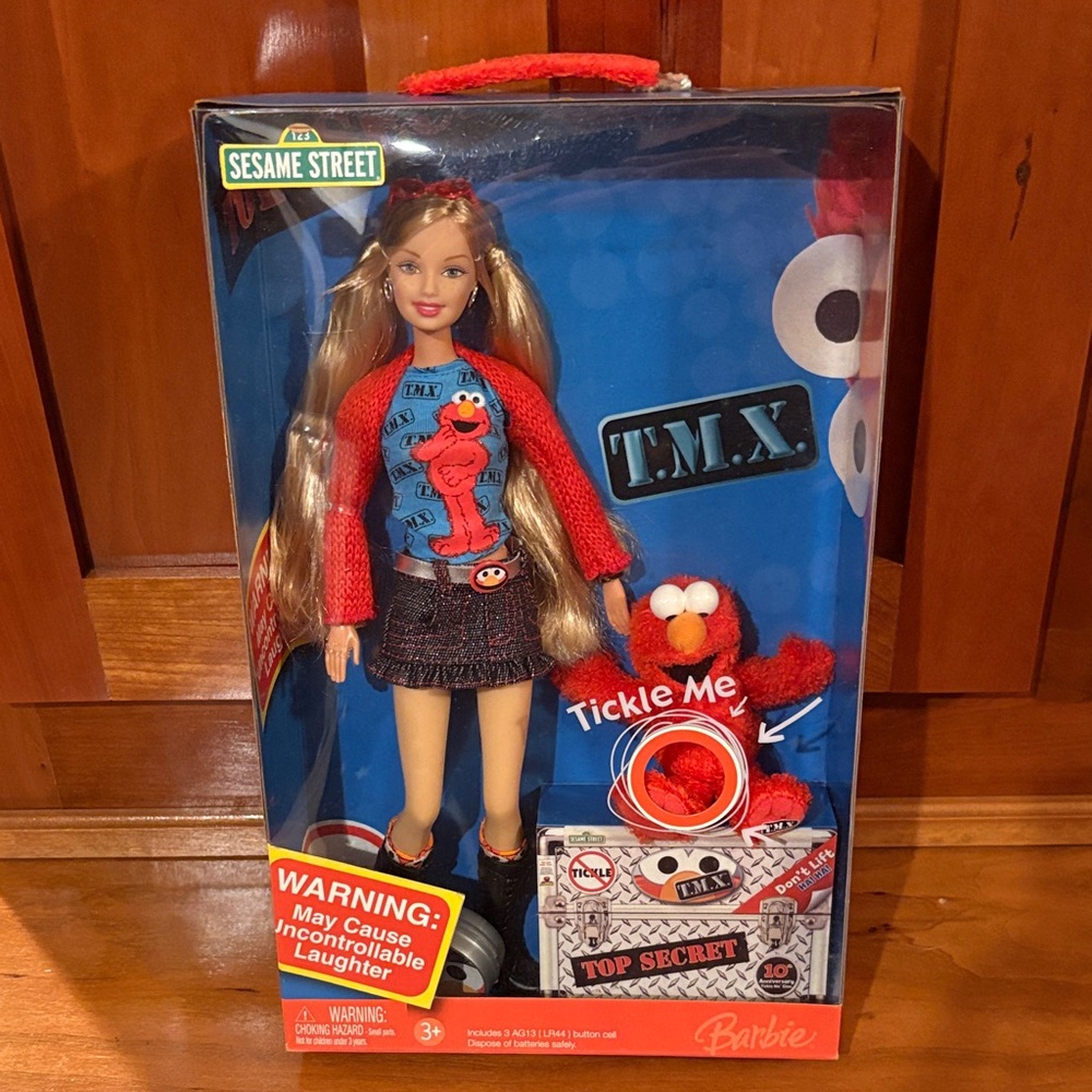 Sesame Street Barbie Doll with Red Sweater and Blue Elmo Top